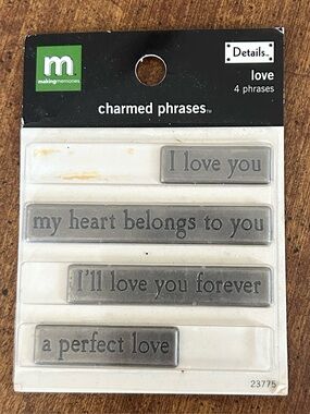 Making Memories Charmed Phrases LOVE Pewter Finish Scrapbook Craft (NWT)FLAW